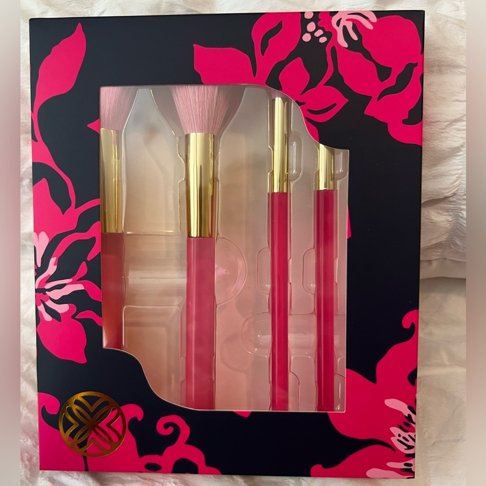 Lilly Pulitzer Pink and Gold Makeup Brush Set